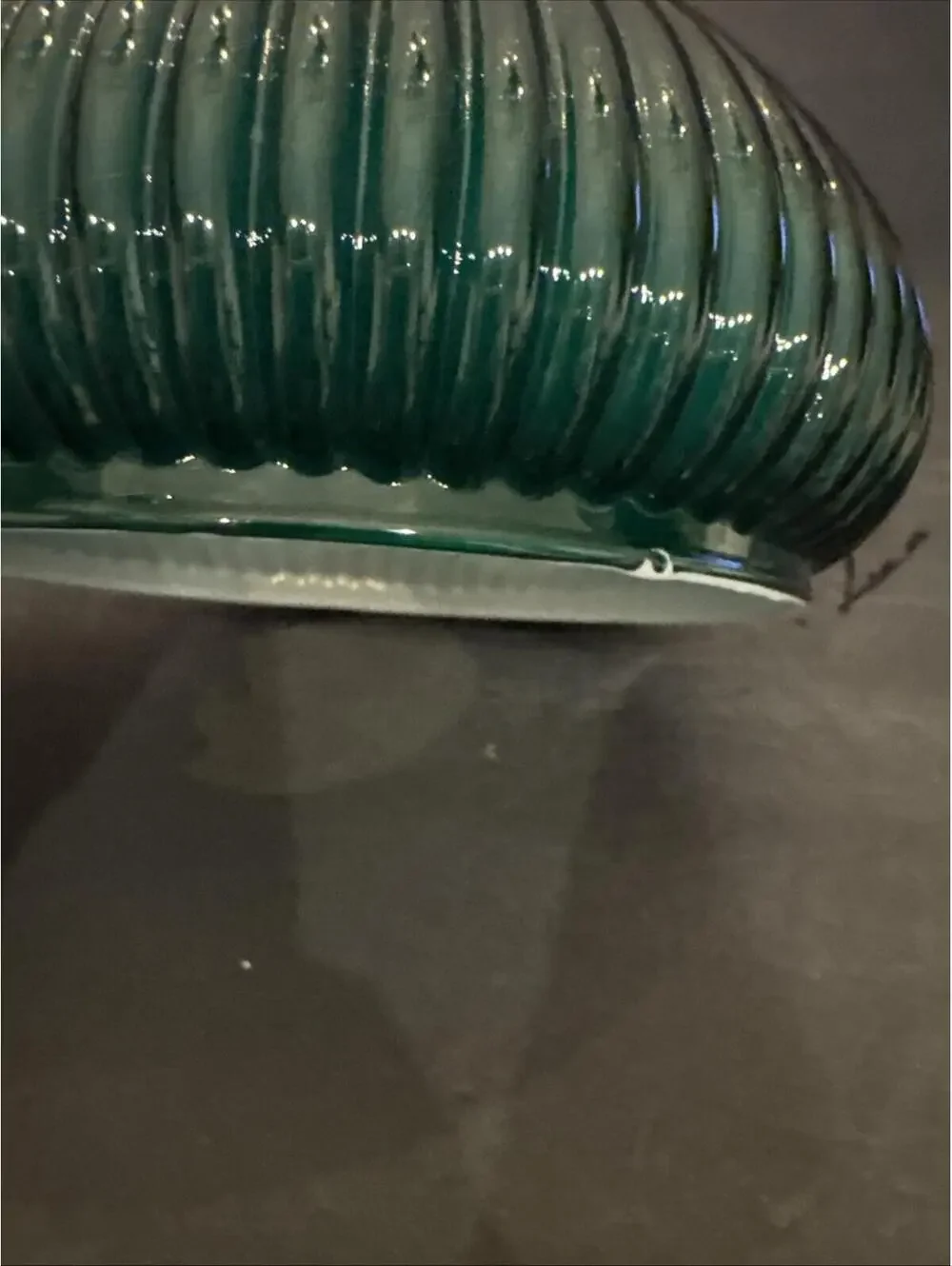 Vintage Green Glass Ribbed Hurricane Oil Desk Lamp Shade 6 7/8” Fitter